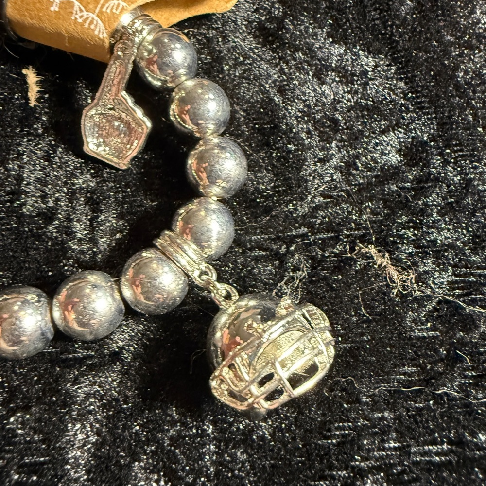 Silver Sports Theme Crystal‎ Deco Football Charm Stretchable Bangle Bracelet - Picture 5 of 6